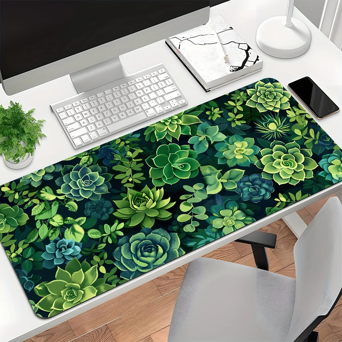 Desk Setup With Plants - Succulent Green Plants Extended Gaming Mouse