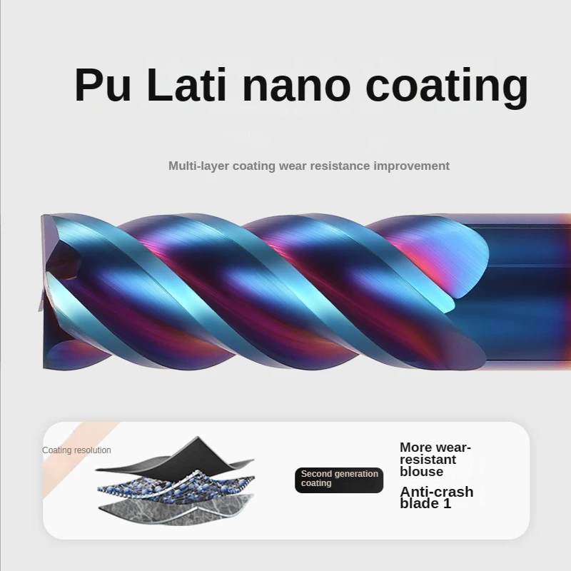 Imagem -03 - Azul Nano Revestimento Fundo Plano Azul Fresadora Cnc Maching Tungstênio Aço Carbide Fresagem Cortadores Ferramentas Hrc65 4-flute