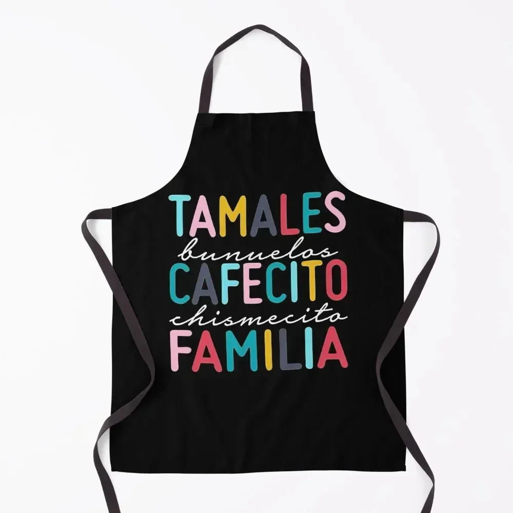 

Tamales Bunuelos Cafecito Chismecito Familia retro Mexican food Apron Kitchen For Man kitchen utensil Cute Kitchen Apron