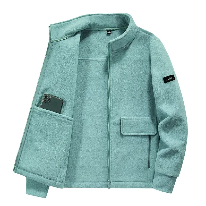 Fleece Jacket Warm Windproof Coat Men Women Outdoor Tops Sweatshirts Autumn Winter New Jacket Zipper Long Sleeve Stand-up Collar