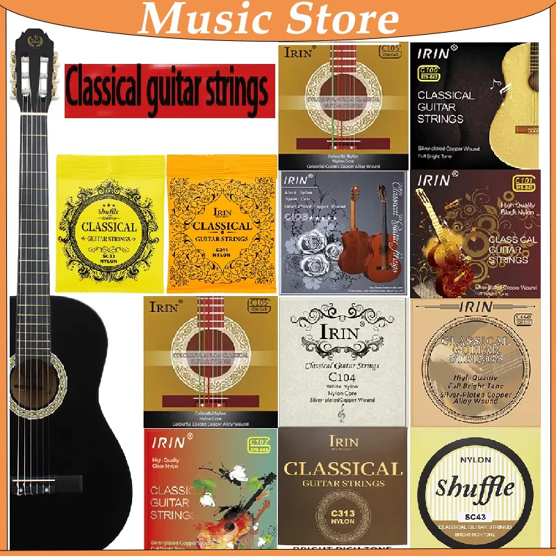 6 Pcs Strings Classical Guitar Strings Black Clear Nylon Guitarra Strings Sliver Plated Copper Wound String Guitar Accessories