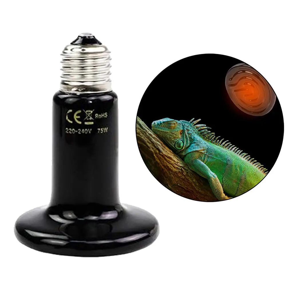 E27 Bulb for Reptile Heating, 25-200 W Ceramic Heater, Works for 20000 Hours