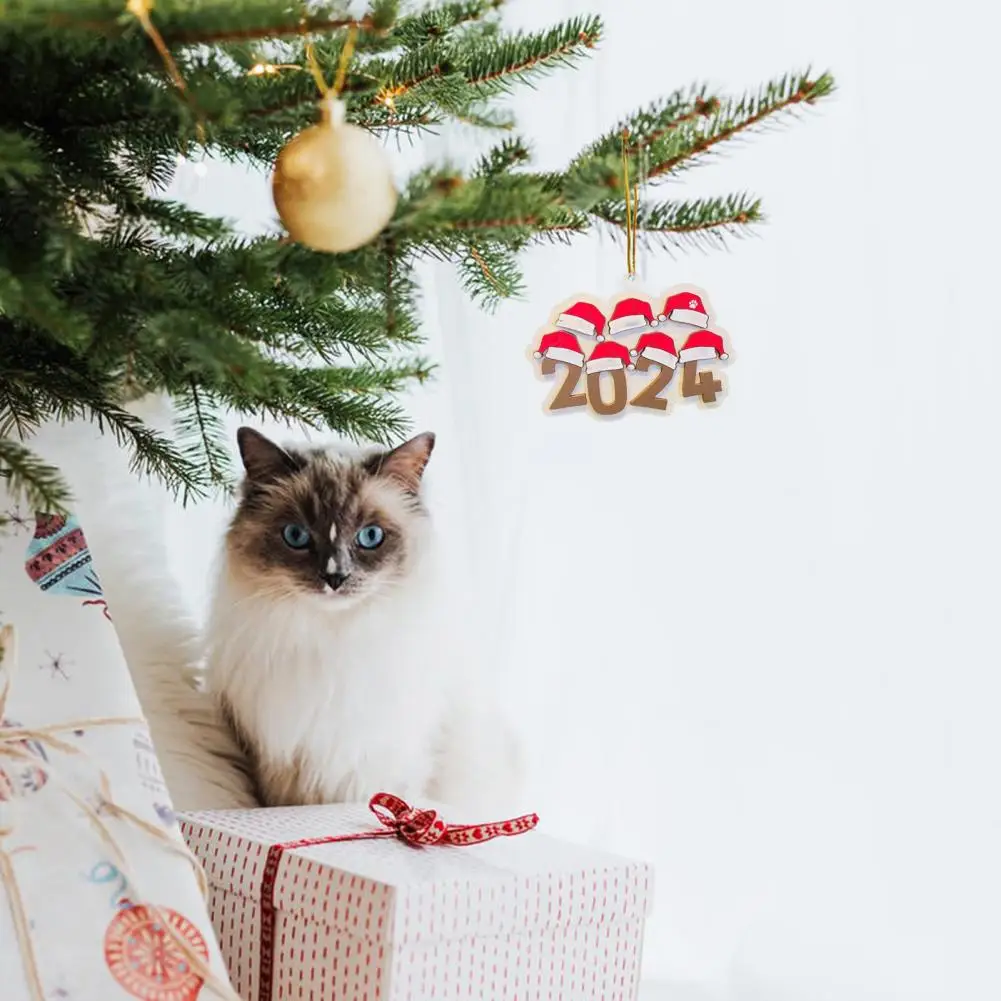 2024 Weihnachtsmütze Anhänger Holz Familie Weihnachtsmütze Hängende Verzierung Familienmitglied Hüte Ornament Für Weihnachtsbaum Kaminsims