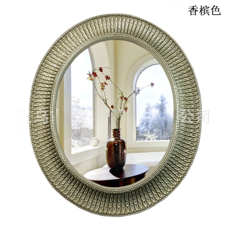 Europeanism Retro Makeup Mirror,oval Wall-mounted Decorative Mirror with Peacock Tail Feather Shape Frame,80*95 Bathroom Mirror