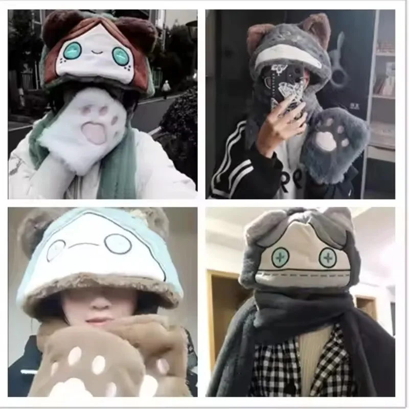 Anime Identity V Aesop Carl Emma Woods Eli Clark Naib Subedar Soft Plush Scarves Warm Hooded Scarf Glove Hat Head Caps Cute Gift