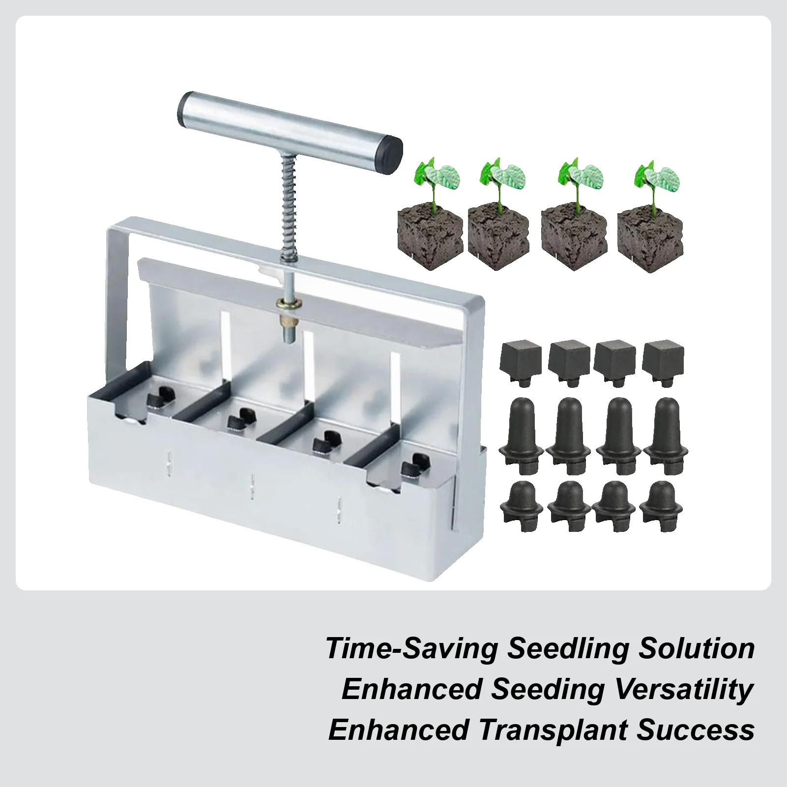

Soil Block Maker Handheld Ergonomic Handle Planting Aid Seeding Blocking Tool for Lettuce Vegetables Flowers Yard Farm Porches