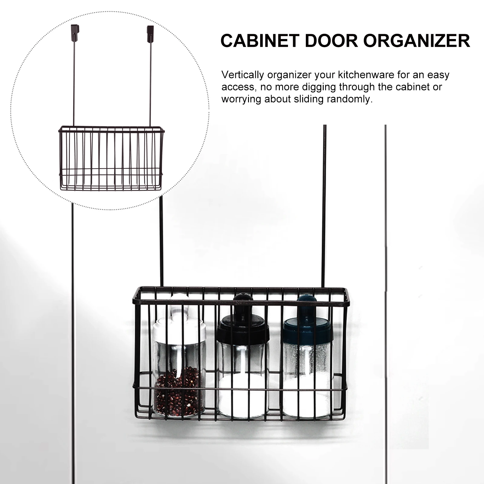 

Over Cabinet Door Organizer Carbon Steel Hanging Basket Kitchen Storage Rack Space Saver Wire Basket Cutting Board Holder
