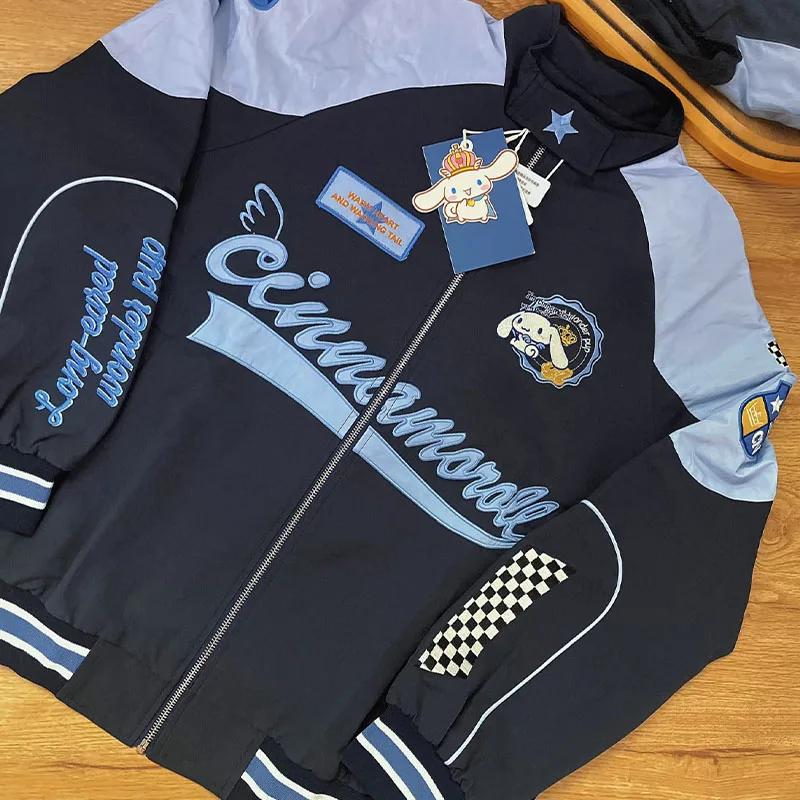 

Kawaii Cinnamoroll Biker Punching Sanrioed женская зимняя свободная куртка с героями мультфильмов, теплая ветрозащитная куртка для девочек, одежда для пар, подарок