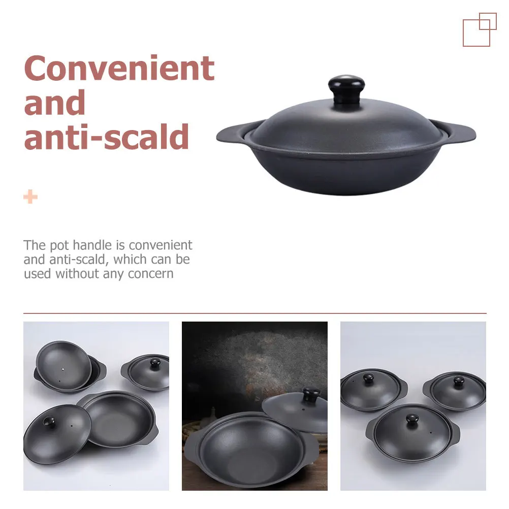 

Cast Iron Soup Flat Bottom Even Heating Long Warmth Kitchen Casserole Stew Pot Iron Cookware Household Braiser Home Use