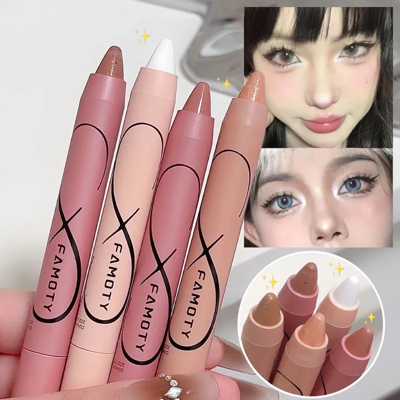 パールライイングシルクワームハイライターアイシャドウペンマットグリッターアイシャドウスティックホワイトパールセントブライトニングアイライナー化粧品