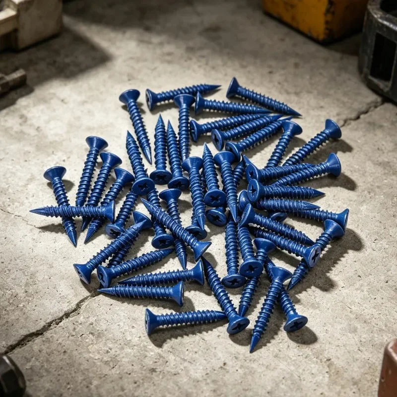 Concrete Screws Anchor Blue Flat Head Screws High Low Thread Pointed Countersunk Cement Screw for Fixing Brick Walls Concrete view 6