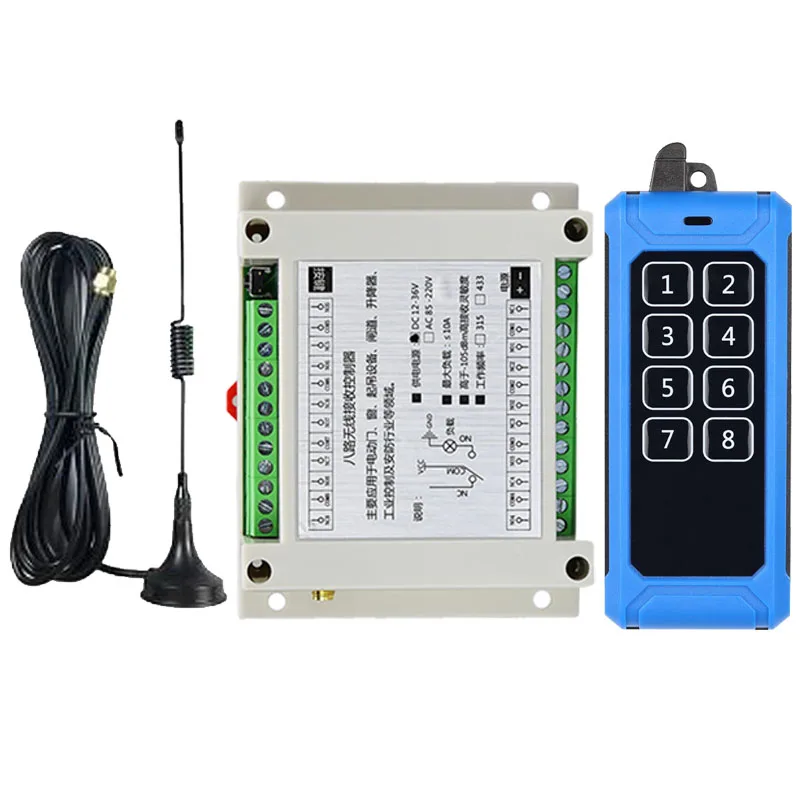 50-1000m DC12V 24V 36V 8CH 8 CH Wireless Remote Control LED Light Switch Relay Output Radio RF Transmitter And 433 MHz Receive