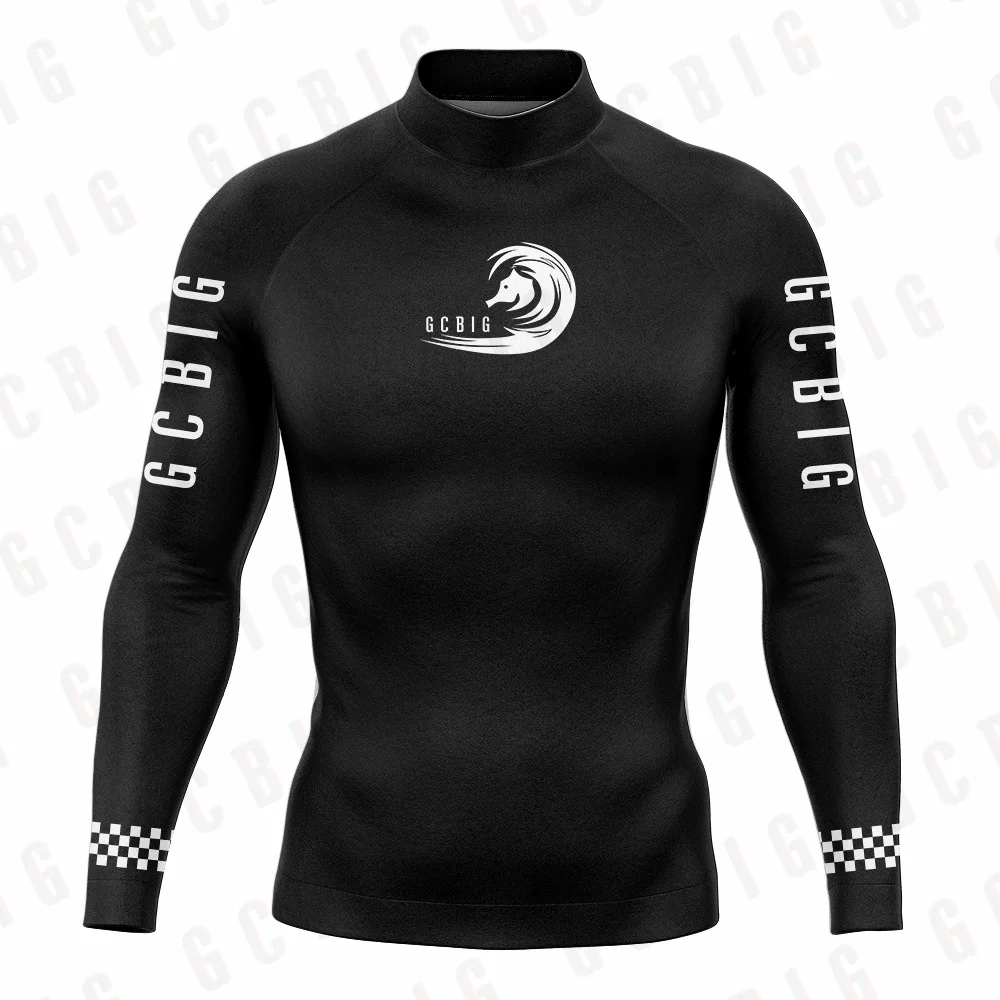 Men's Surfing Shirts Long Sleeve Rash Guard Clothing Swimming Tops Basic Surfing Diving Suits Beach Swimwear Tight Surf Wear