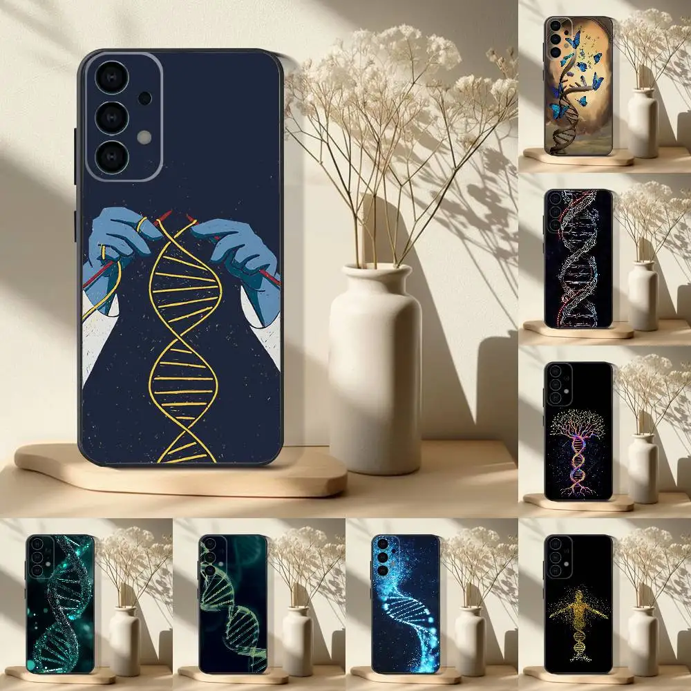 

Phone Case For Samsung S 25,24,23,22,30,21,10,9,Ultra,Plus,Lite,FE,4,5G Science DNA Biology Black Soft Case