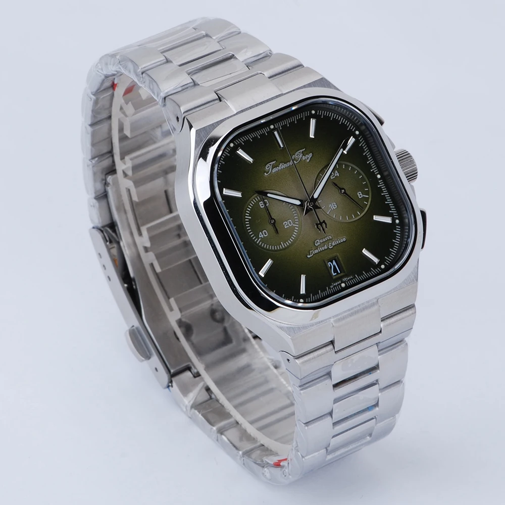 Orologio cronografo da uomo tattico rana Orologio da polso al quarzo Panda Orologi quadrati 10ATM Impermeabile BGW-9 Zaffiro luminoso VK64