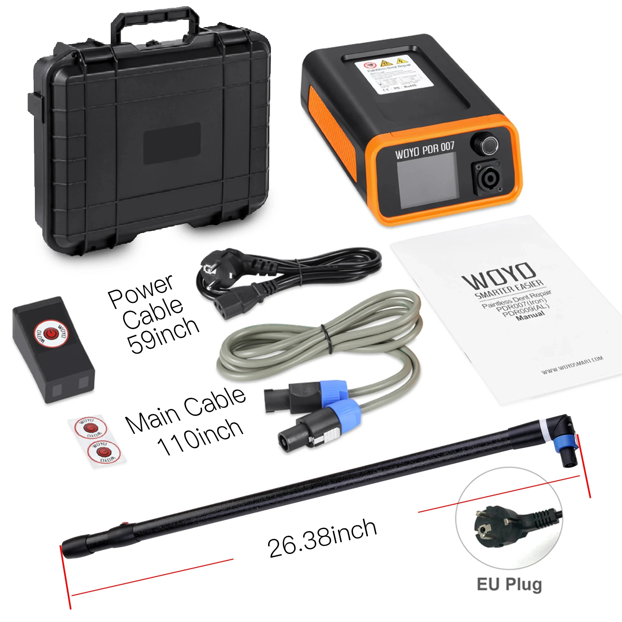 WOYO PDR007 Auto Carrosserie Reparatie PDR Gereedschap met Verlengstuk Magnetische Inductie Verwarming Verveloos Uitdeukstation Auto Uitdeuken Kits