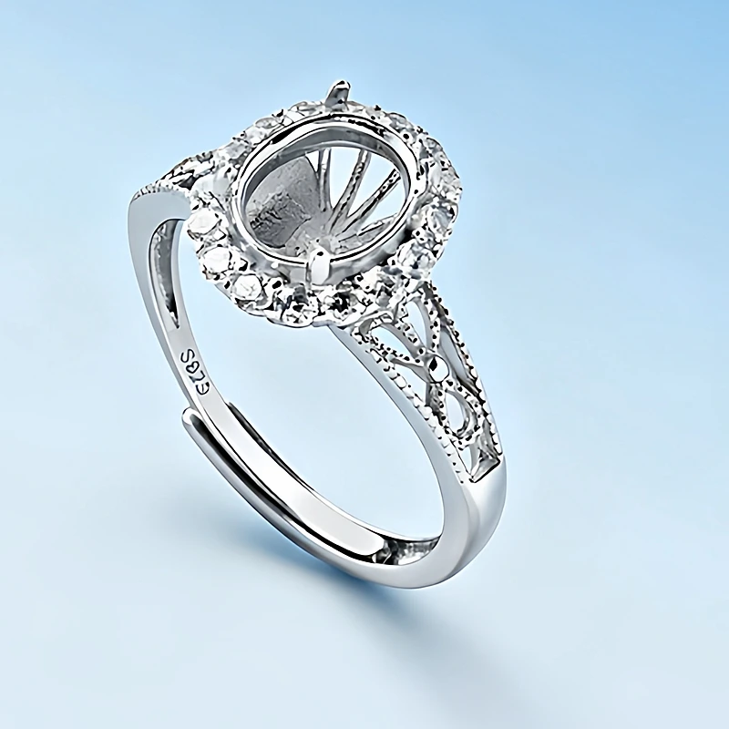 

Женское кольцо из стерлингового серебра 925 пробы, полукрепление, 6x8, 7x9, 8x10, 9x12 мм, овальная огранка, кабошон, обручальное свадебное украшение, цирконий