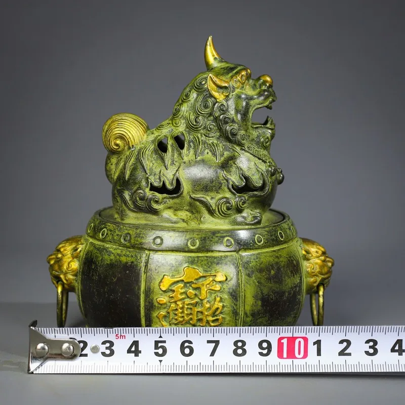Antique Collection -Colored Gilt Bronze Pixiu Treasure Figurine Home Office Gift