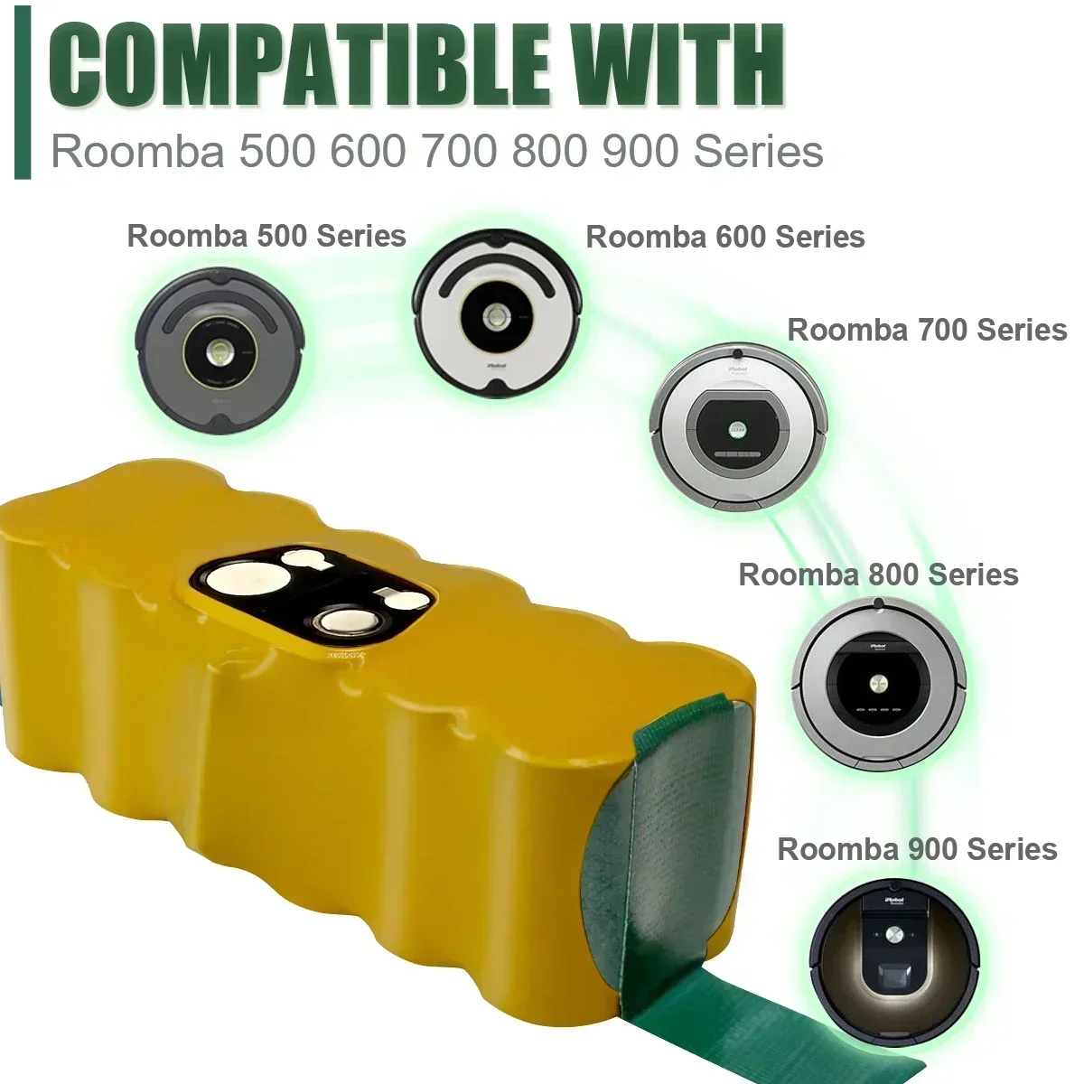 Batería de 14,4 V 5000mAh para iRobot 500 600 700 800 900 series batería para iRobot Roomba14.4 V 620 650 770 780 580