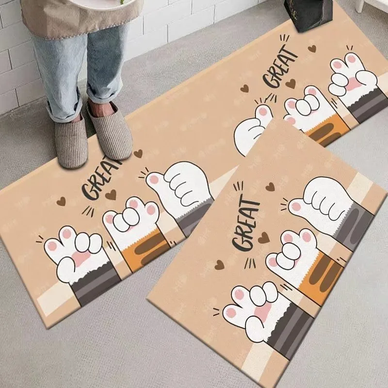 

Kitchen Rug Waterproof Leather Carpet Pvc Home Decoration Cartoon Floor Mat Oil-proof Non-slip Area Rugs Alfombra De Cocina