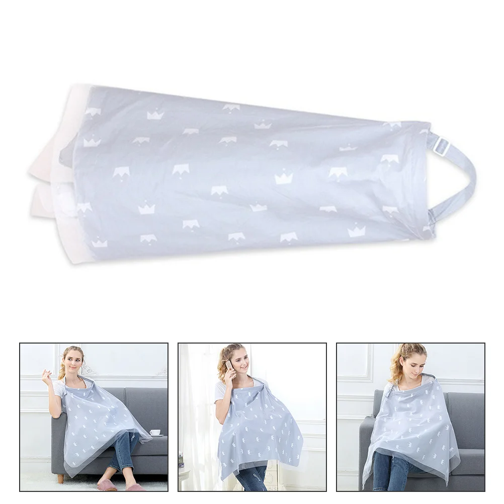 

Breastfeeding Towel Cotton Nursing Infant Scarf Apron 98x70cm Cover Neckline Baby Mom Grey Mother