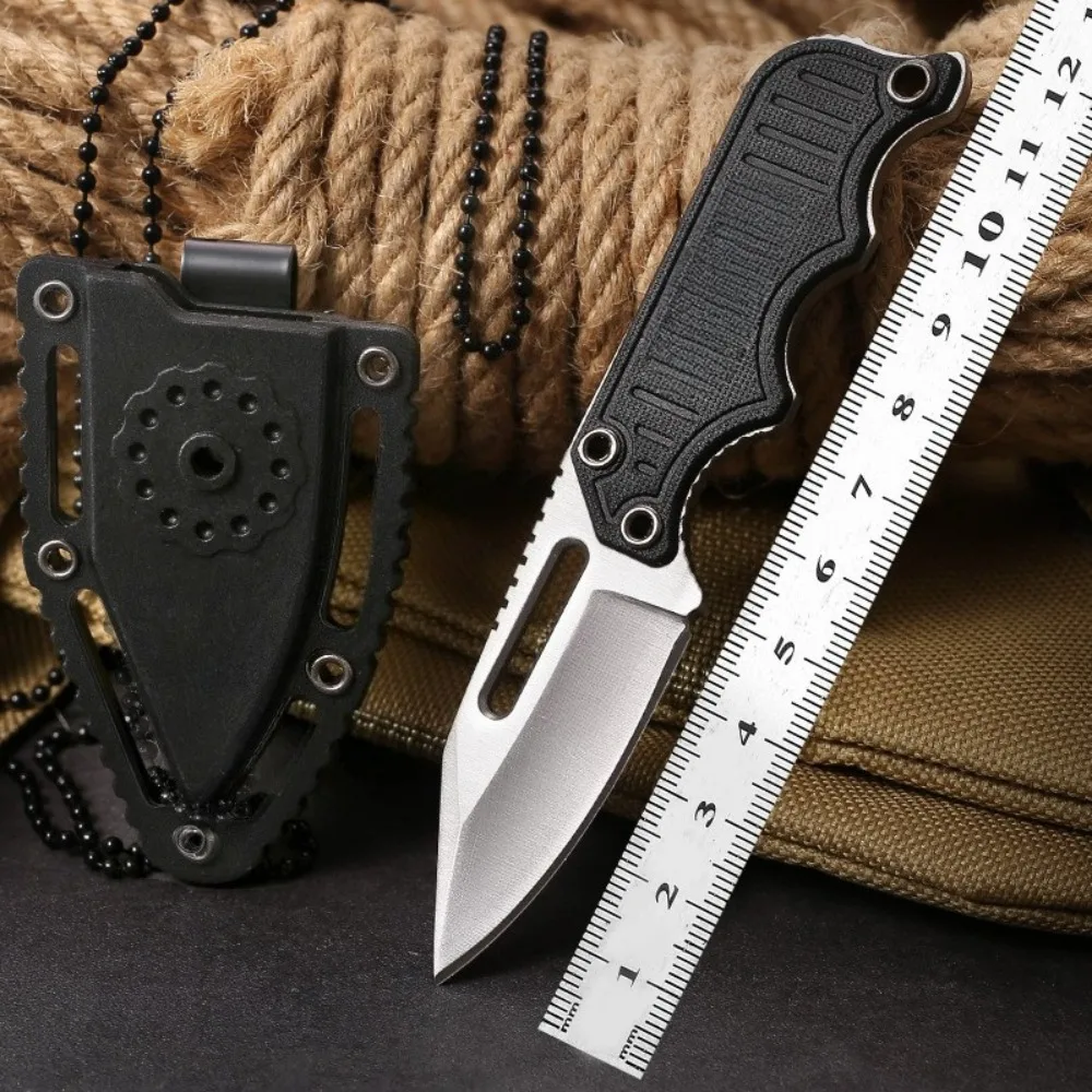 Lightweight Neck Fixed Blade Knife 5Cr15MoV Blade Ergonomic Nylon Fiber Handle Portable Everyday Carry Outdoor Pocket Knife