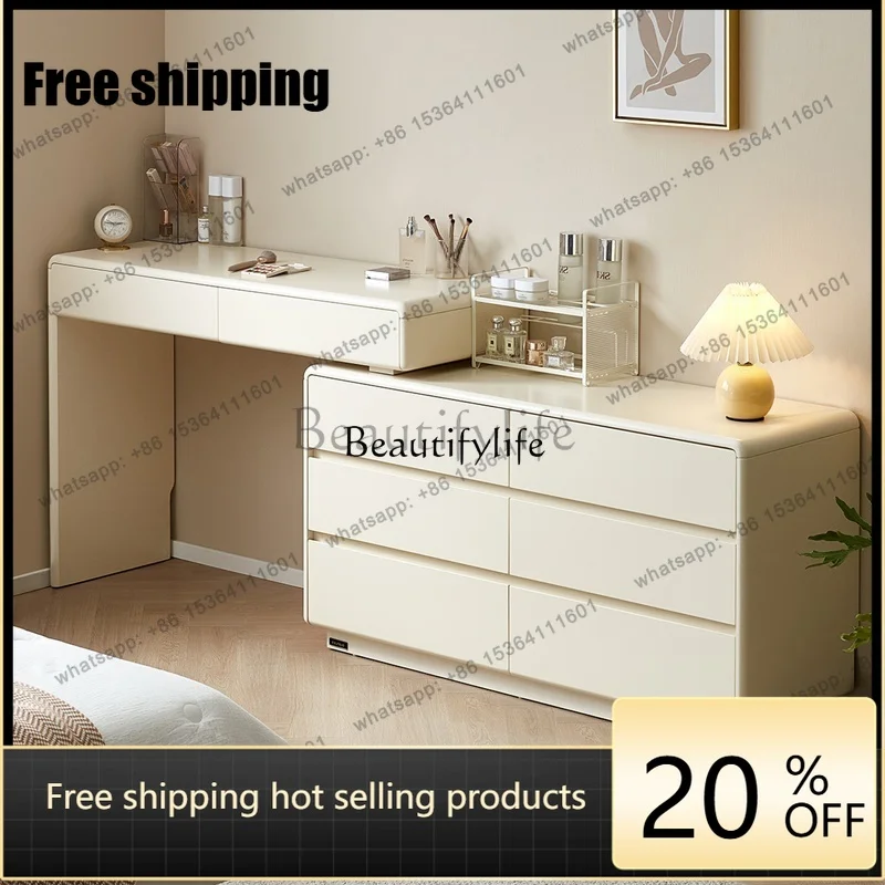 JJ Light luxury cream wind large capacity storage retractable dresser