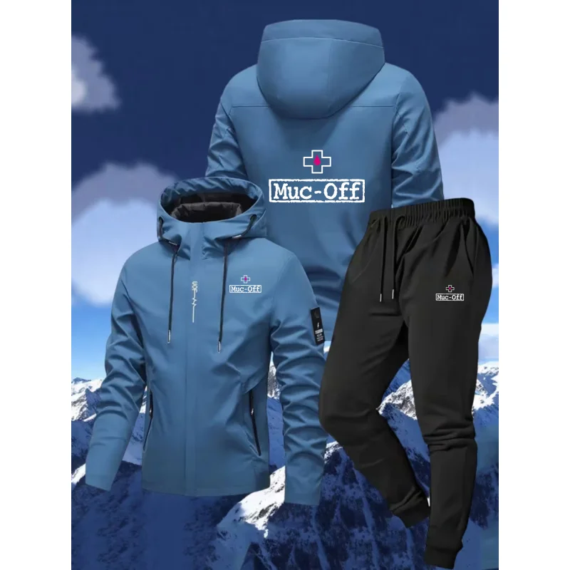 

Muc Off Brand logo Hooded jacket+Two-piece pants set is suitable for daily casual wear and travel