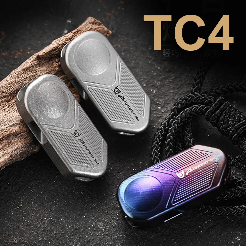 TC4 سبائك التيتانيوم ثقب مزدوج صافرة، غير المتداول مقاوم للماء التخييم عالية التردد تسلق صفارة إنقاذ الطوارئ، A1310 #1