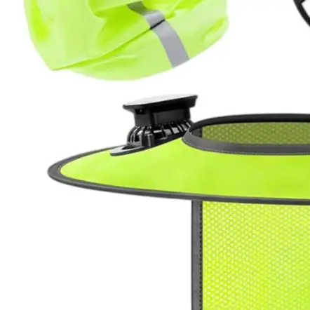 

Outdoor Hard Hat Sun Shield with Dual Gear Fans Solar USB Charging Full Brim Mesh Cape and Ice Silk Neck Cover