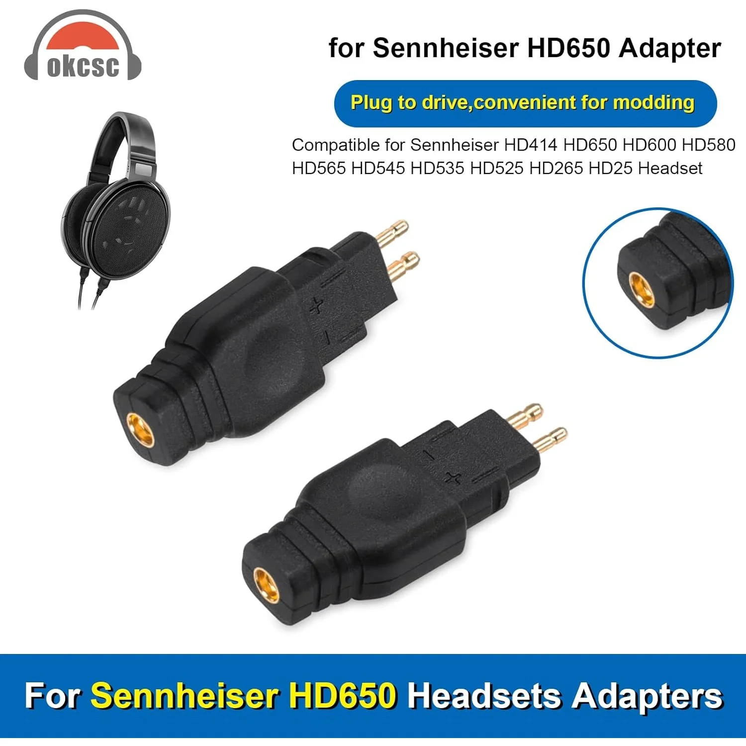 

Адаптер okcsc HD580 для 0,78/0,75 2-контактный/MMCX, подключенный к Sennheiser HD414 HD650 HD600 HD580 HD565 HD545 HD535 HD525 HD265 HD25