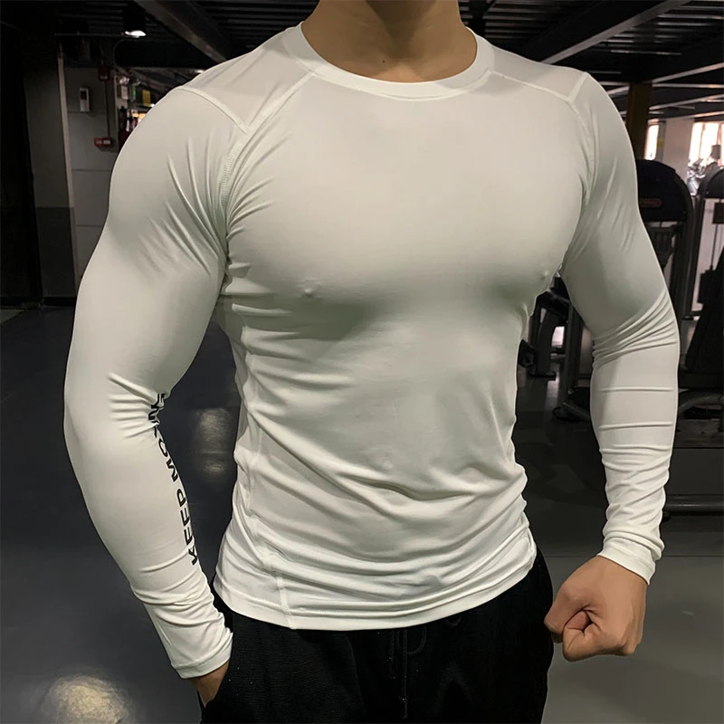 Running Sport T Shirts Men Compresison Long Sleeve Tops Fitness T-shirts Gym Training Sportswear Male Outdoor Workout Tee Top