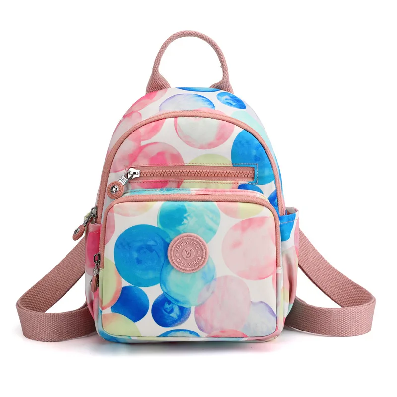 Fashion Women Backpack Literary Nylon Rucksack Waterproof Travel Shoulder Bag Colorful Small Backpacks for Teenager Girls