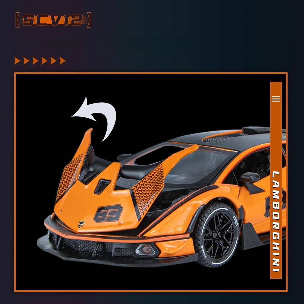 1:32 Lamborghini SCV12 Sportwagen Hohe Simulation Diecast Metalllegierung Modellauto Sound Licht Zurückziehen Sammlung Kinder Spielzeug Geschenke