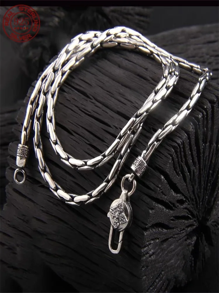 

Real S925 Sterling Silver 3MM Necklace Bracelet for Men and Women Personality Fashion High Sense of Party Gifts