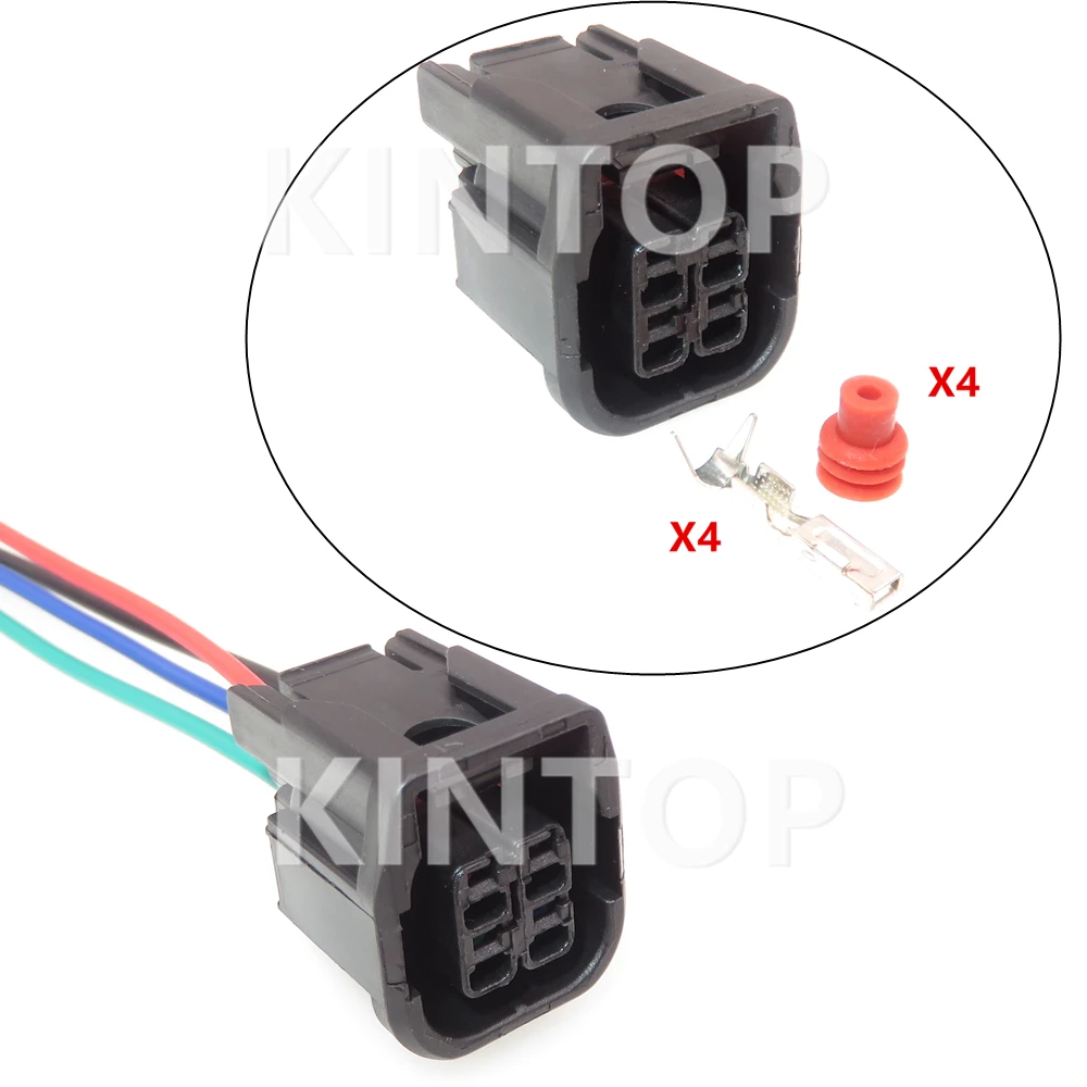 1 Set 4 Pins Car LED TailLight Headlight Waterproof Wire Cable Sockets With Wires 6181-3783 Starter 6189-7409 For Honda