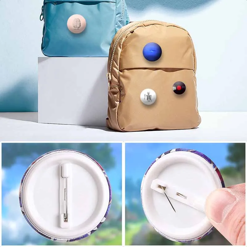 面白いスマイリーフェイススカルバッジブリキラウンドスナップインブローチバックパック装飾動物ボタンピンジュエリーギフト友人子供へ