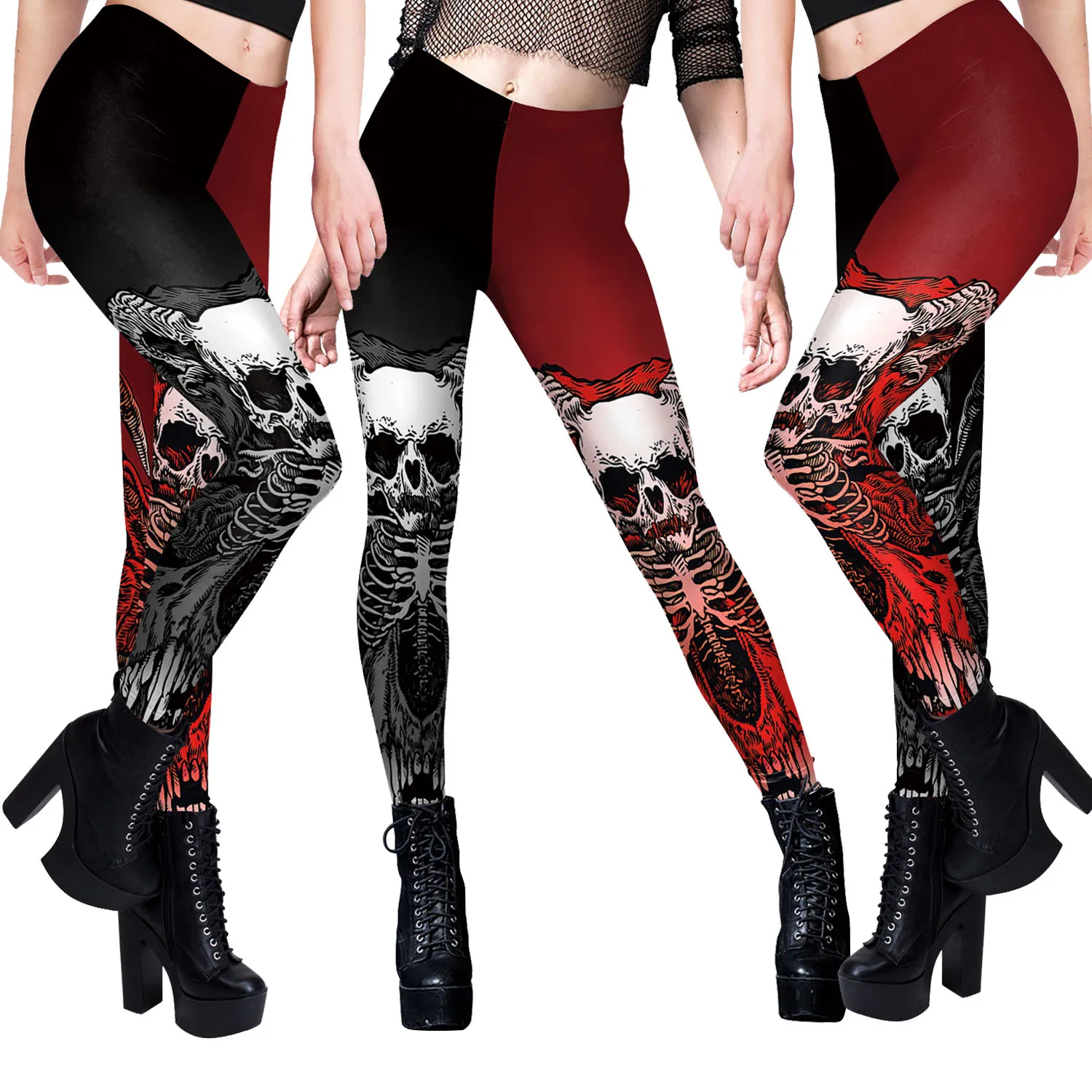 Halloween Skeleton Skull Print Legging Punk Women Legging Gothic Fitness Ankle Pants Sexy Stretch Black Leggings Costume