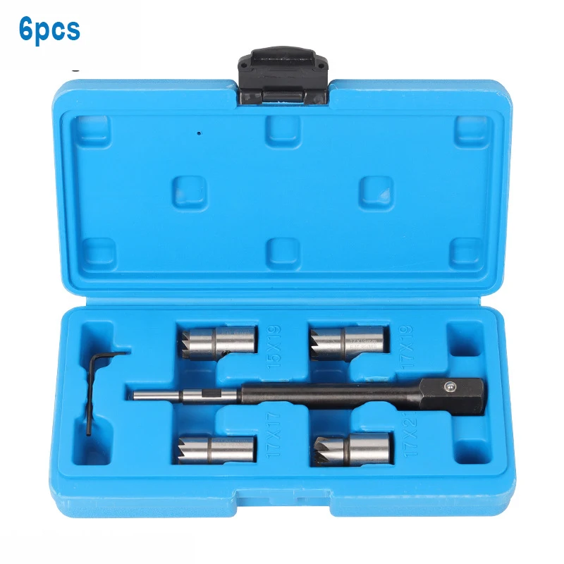 6/8/11/17pcs Car Diesel Injector Seat Cutter Oil Nozzle Reamer Carbon Remover Clean Repair Tool Automotive Accessories