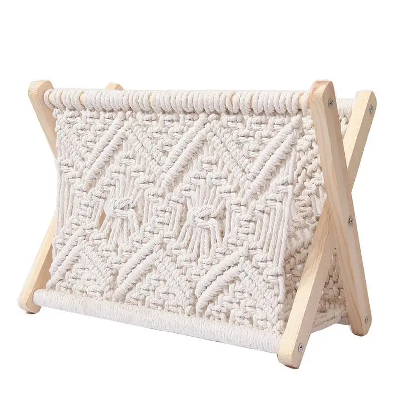 

Magazine Racks Desktop Cotton Rope Macrame Files Books Storage Organizer Stands For Newspapers Home And Office Decorations