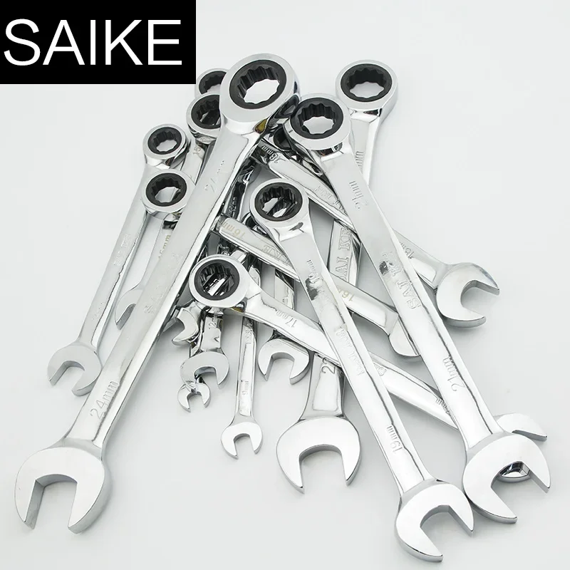 8-24mm 17 Pieces Ratchet Metric Wrenches Set Torque Universal Spanners for Car Repair Hand Tools