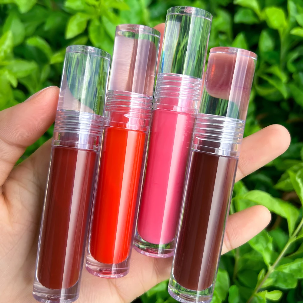Custom Logo Private Label 4ml Crystal Jelly Glass Lip Gloss High Moisture Vegan Active Lip Gloss Wholesale Makeup Lip Oil