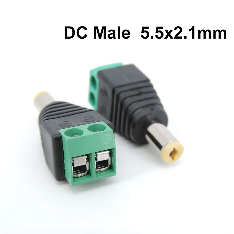 Dc Mannelijke Power Suppy Plug Connector 2.1Mm X 5.5Mm 5.5*2.1Mm 5.5X2.1 Adapter Gele Stekker Voor Cctv Camera 12V 24V Dc Kabel W1