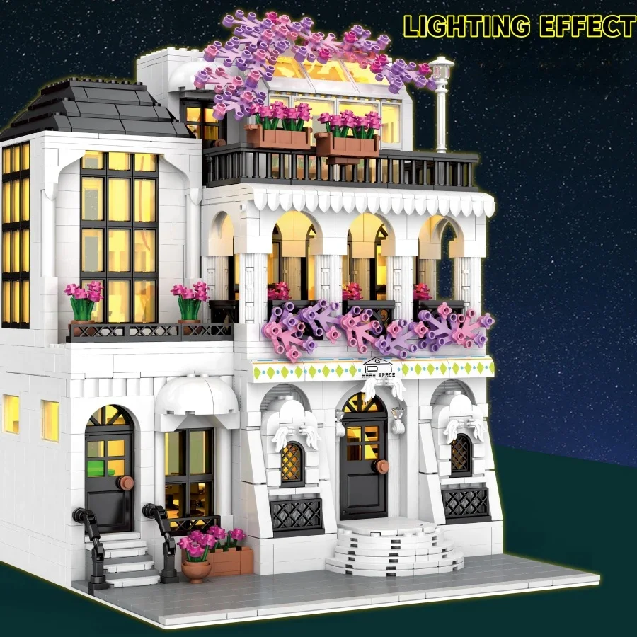 Kit de modelo de ladrillos de construcción de casa de flores creativo MOC, juego de construcción de diseño personalizado, bricolaje creativo para niños y niñas, regalo de cumpleaños