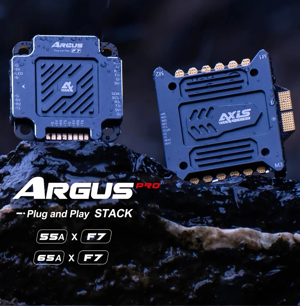 Axisflying Argus Pro F7 STACK ESC 55A/65A 3-6S 32Bit Dustproof and Waterproof IP54 GPS and X8 PWM Supported