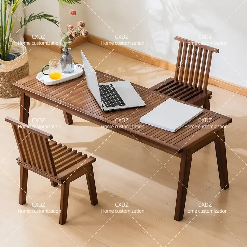 Folding Bench with Backrest Solid Wood Dining Chair Household Stool Piano Seat Card Position Stool Shoe Changing Bench