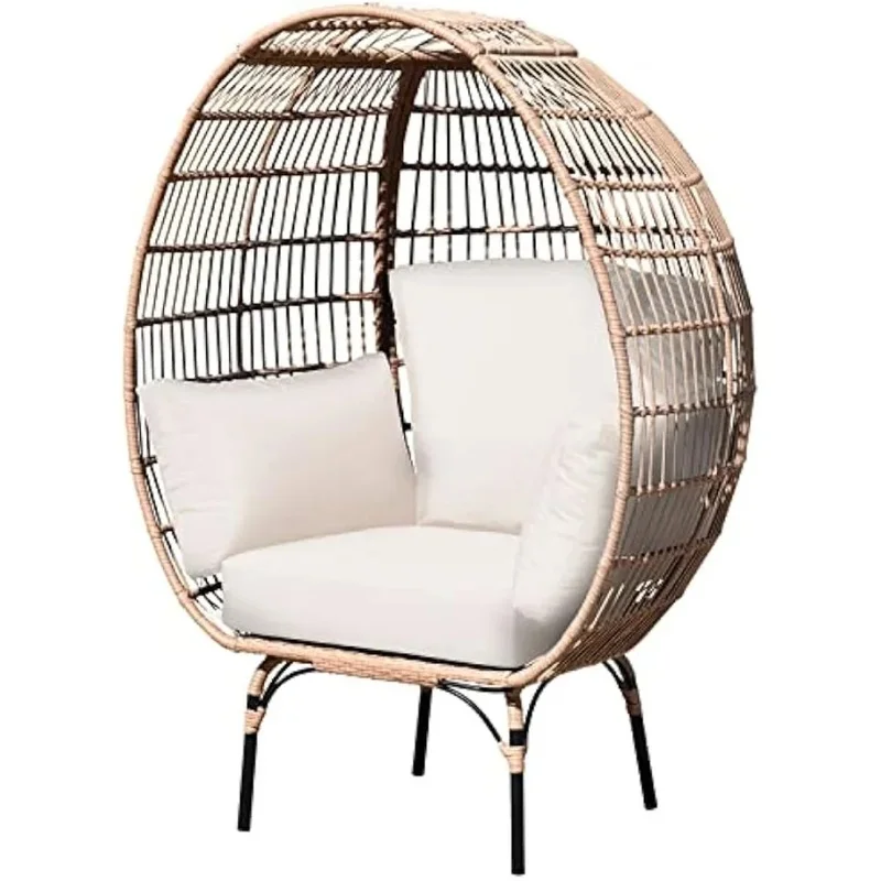 

Oversized Outdoor and Indoor Egg Chair with PE Wicker and Durable Steel Frame, Includes 4 Cushions, Ideal for Balcony
