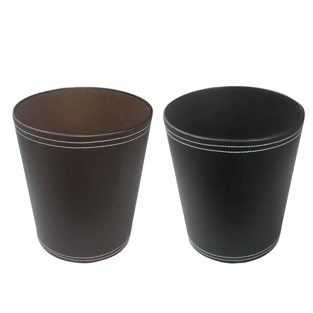Modern PU Leather Trash Can Lidless Rubbish Bin Large Wastebasket for Living Room Kitchen Bedroom