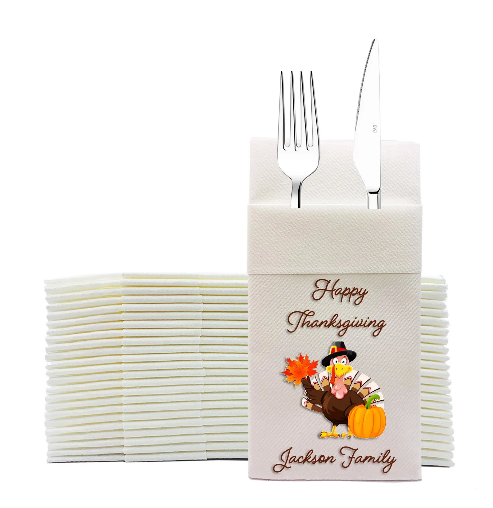 50pcs Personalized Thanksgiving - Custom Holiday Party Napkins - Custom thanks giving Napkins Or Hand Towels ,Linen-Like