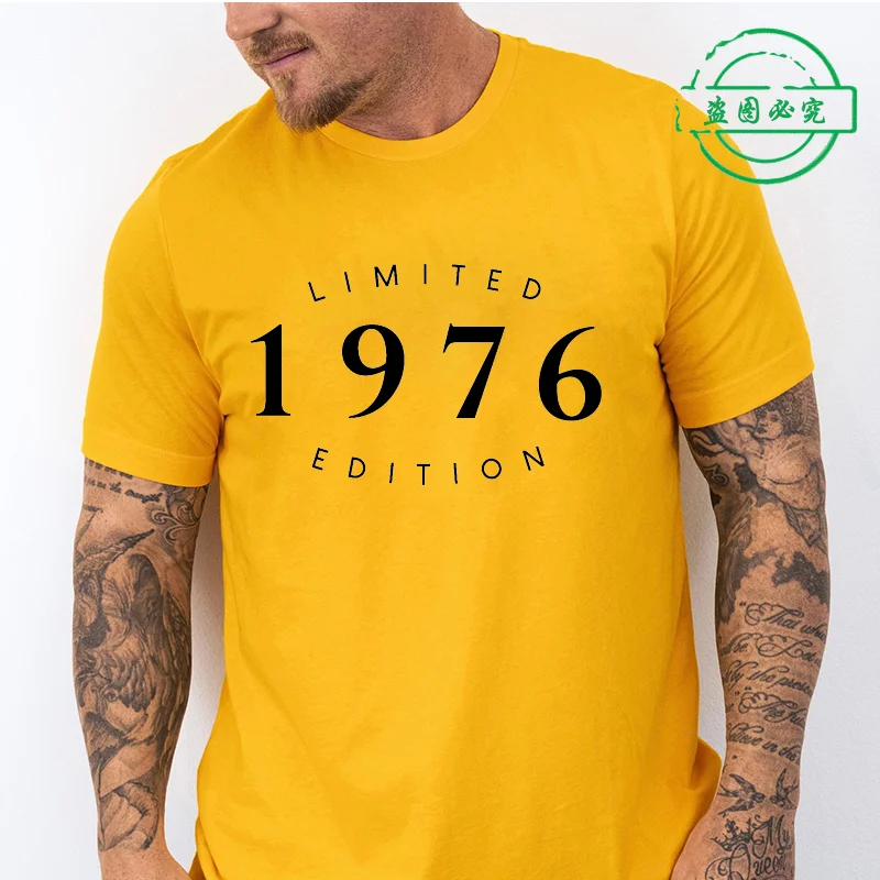 Men's Summer T-Shirts Limited Edition 50th 1976 Printed T-Shirt,Round Neck Short Sleeve Tee, Perfect Birthday Unisex Casual Wear